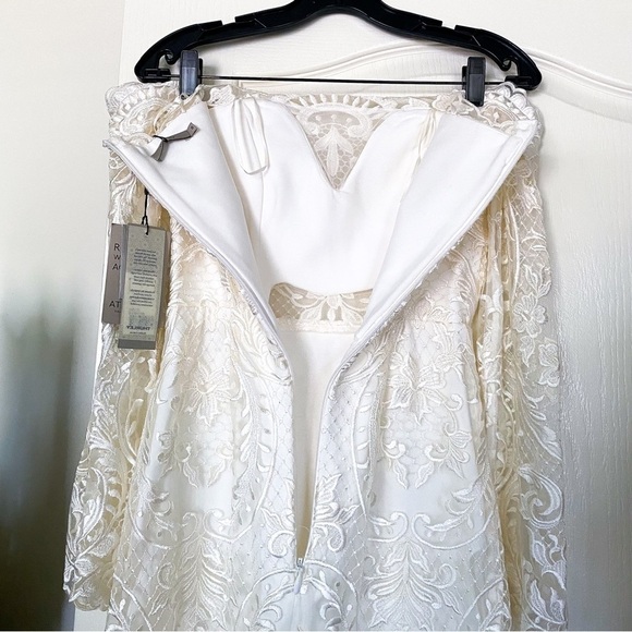 BHLDN Thurley Dress Emilia Lace Semi-Sheer Off-Shoulder Bridal Ivory 8 NWT - Picture 10 of 13